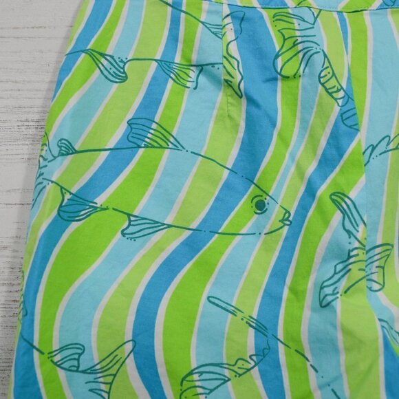 Lilly Pulitzer Cropped Pants Fish Makin Waves Nautical Beachy Preppy - Picture 4 of 4
